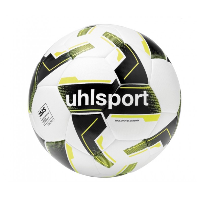 Ballon de Football entraînement Blanc Jaune Noir Soccer Pro Synergy Uhlsport